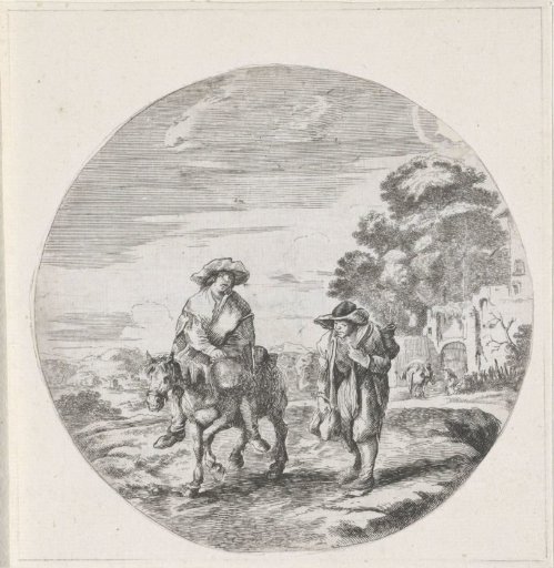 Peasant on horseback and peasant on foot