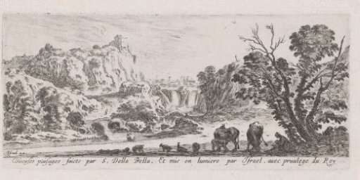 Title page with landscape with waterfall