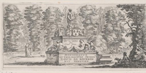 Title page with a monument in a landscape