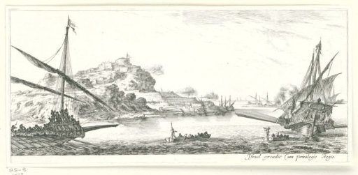 Coastal landscape with ships off the coast
