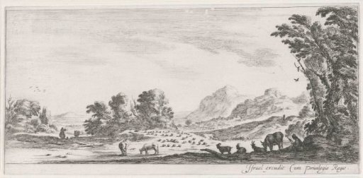 Spinning shepherdess with a flock