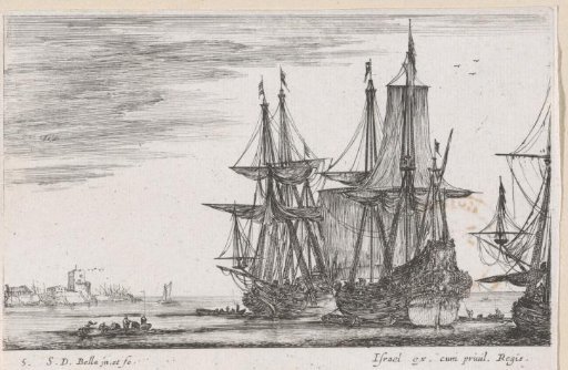 Sailing ships off the coast