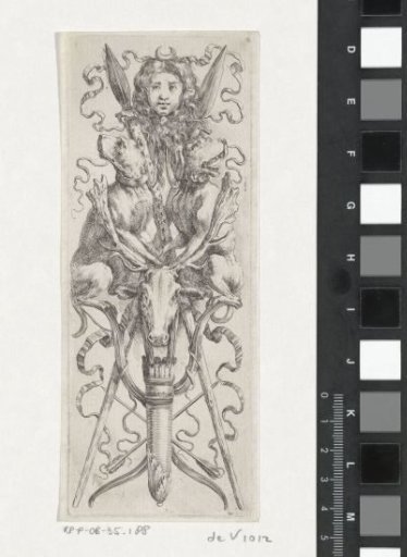 Ornament with hunting trophies and the head of Diana