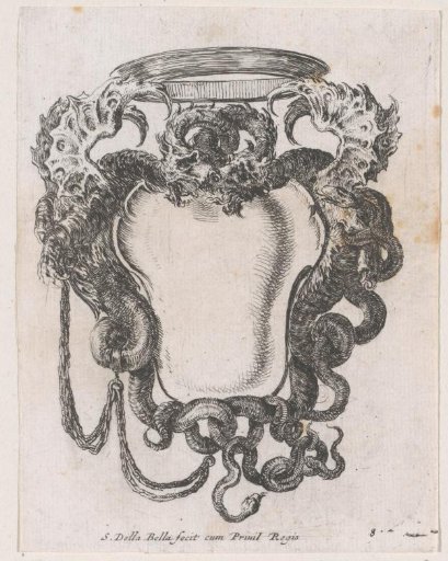 Cartouche with two dragons and a crown