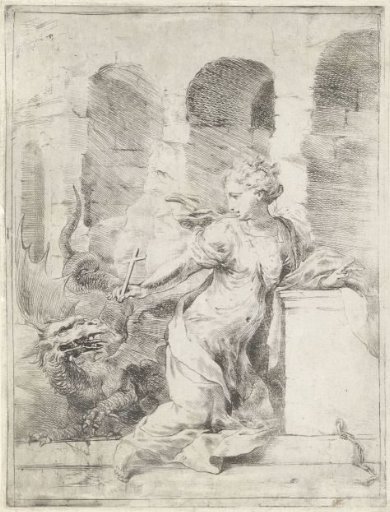 Saint Margaret of Antioch Defies the Dragon