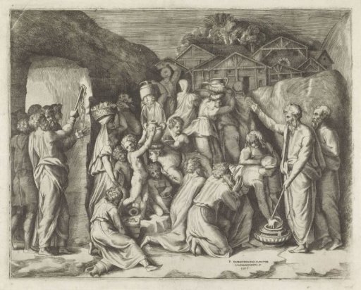 Moses commands the Israelites to gather manna and Moses strikes water from the rock