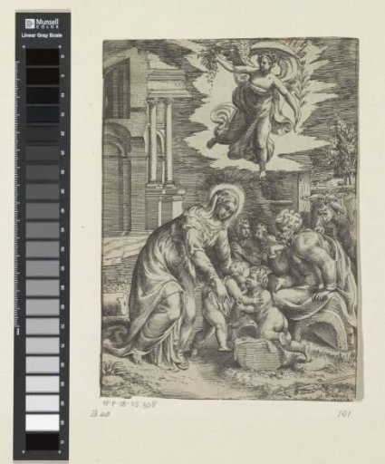 Holy Family with the young John the Baptist and an angel