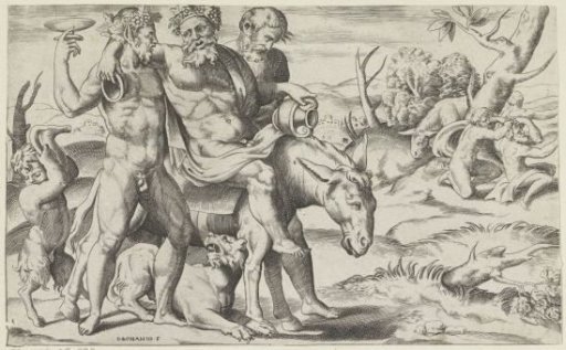 Silenus riding on a donkey