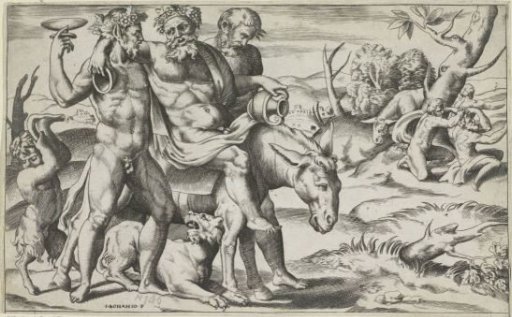 Silenus riding on a donkey