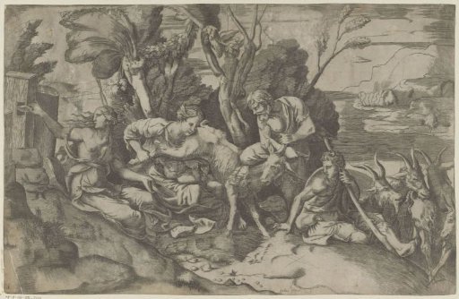Jupiter suckled by the goat Amalthea