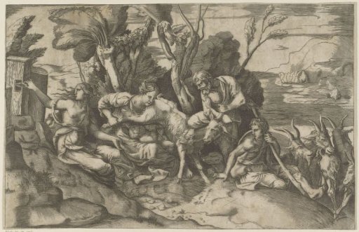 Jupiter suckled by the goat Amalthea