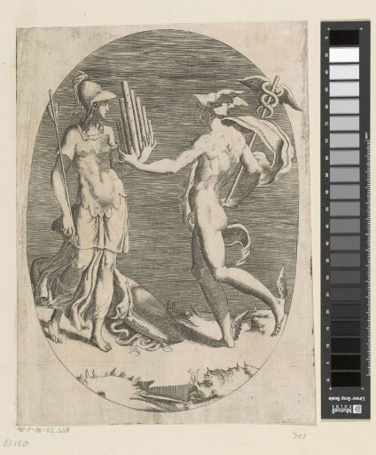 Mercury gives Minerva a pan flute