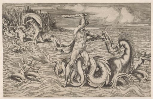 Hercules wrestles with Achelous