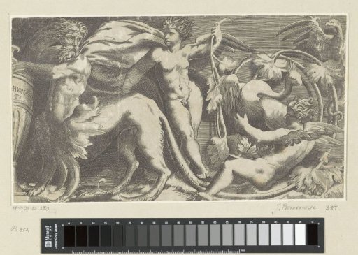 Frieze with centaur, two putti and two birds