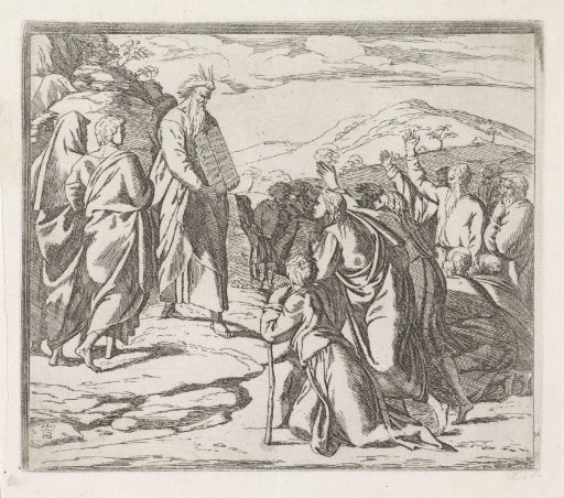 Moses shows the tablets of the law