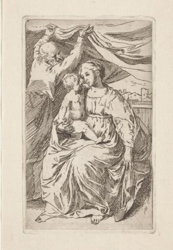 Holy Family with curtain