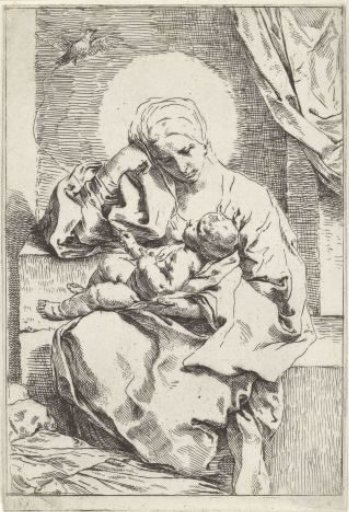 Mary with Child and bird