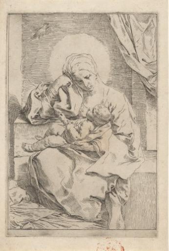 Mary with Child and bird