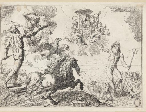 Jupiter, Neptune and Pluto Offer Their Crown to the Coat of Arms of Cardinal Scipione Borghese