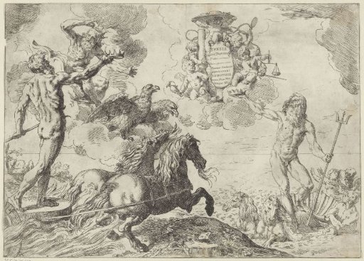 Jupiter, Neptune and Pluto Offer Their Crown to the Coat of Arms of Cardinal Scipione Borghese