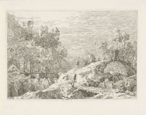 Mountain landscape with five bridges