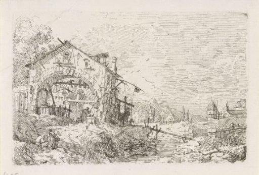 Landscape with a woman at a well