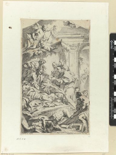 Saint Carlo Borromeo distributing hosts to plague victims