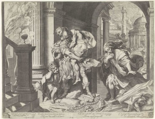 Aeneas Fleeing with His Family from Troy
