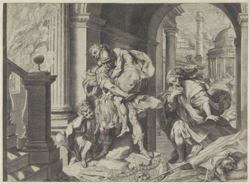 Aeneas Fleeing with His Family from Troy