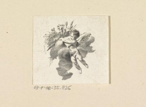 Hanging putto with flowers