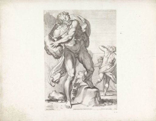 Polyphemus throws a stone at Acis
