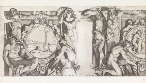 Leander swims to Hero across the Hellespont / Pan chases Syrinx