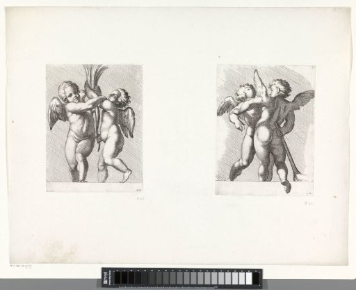 Putti with palm branch / Putti with torch