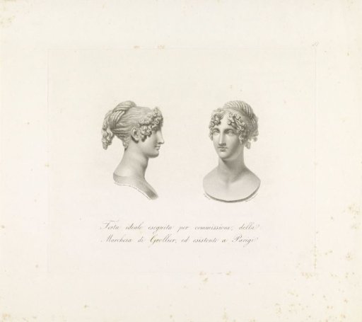 Two views of a portrait bust of a woman