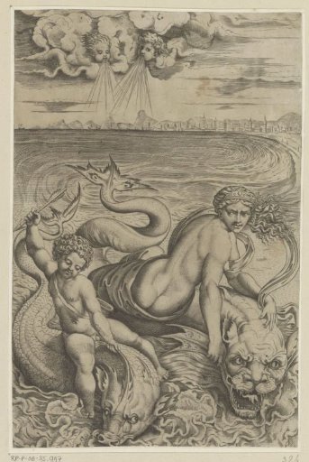 Venus and Cupid on Dolphins