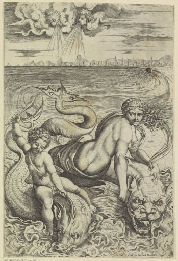 Venus and Cupid on Dolphins