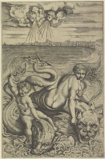 Venus and Cupid on Dolphins