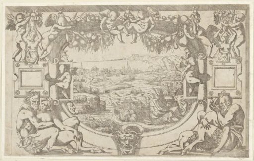 Landscape in ornamental frame