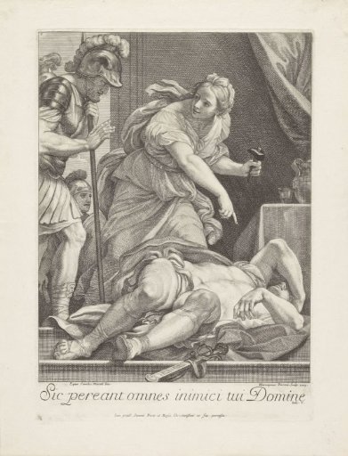 Jael shows Barak the slain Sisera