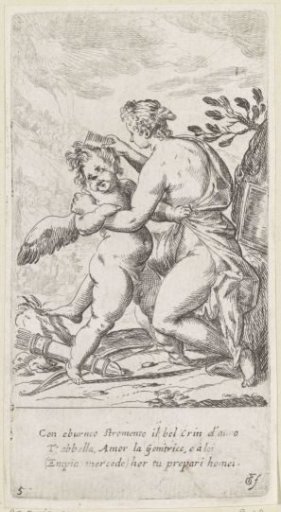 Venus combs Cupid's hair