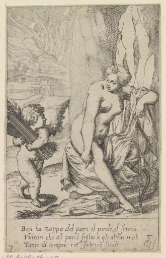 Cupid carries a bundle of arrows to his quiver