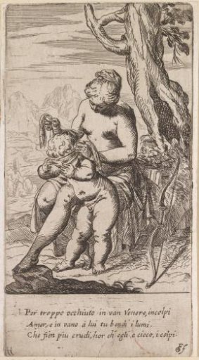 Venus blindfolds Cupid