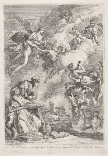 Saint Gregory the Great and Saint Jerome praying for the souls in purgatory