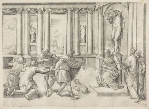 Men at an audience