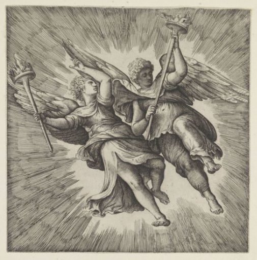 Two angels with burning torches