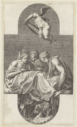 Three Muses and a putto with a lyre