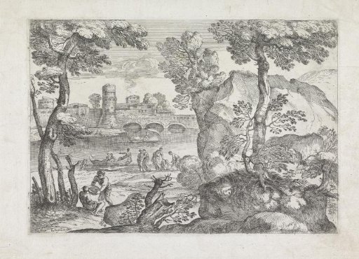 Landscape with Three Boats on a River