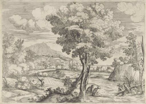 Landscape with a Bird on a Tree Stump