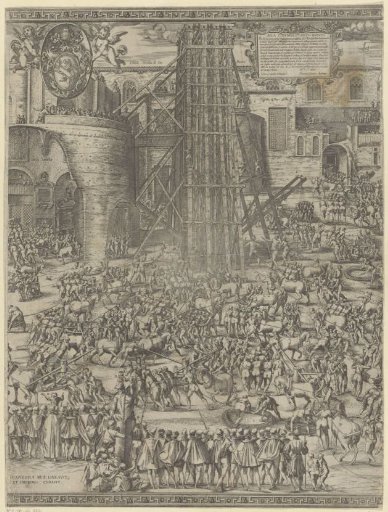 The raising of the obelisk on St. Peter's Square