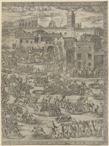 The raising of the obelisk on St. Peter's Square
